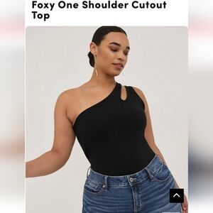 New Torrid Foxy One Shoulder Cutout Top, subtly sexy, plus size 5x,  black